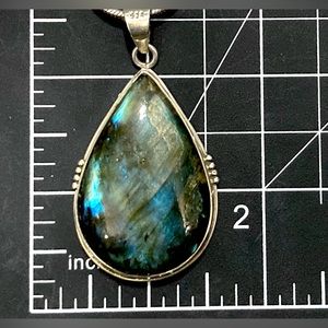 XL Labradorite Spectrolite 925 Teardrop Gemstone Pendant Blue Flash